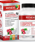 Renew Actives High Potency D-Mannose & Cranberry Complex 1000Mg With Premium Hibiscus, Dandelion Herb Extracts Antioxidant Support - No Artificial Flavours - Easy To Swallow Capsules