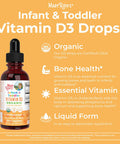 Maryruth Organics Vitamin D USDA Organic Upto 4 Month Supply Vitamin D3 Liquid Sugar Liquid Drops Immune Support for Infants & Toddlers VIT D3 Vegan Gluten Non-GMO 90-150 Servings