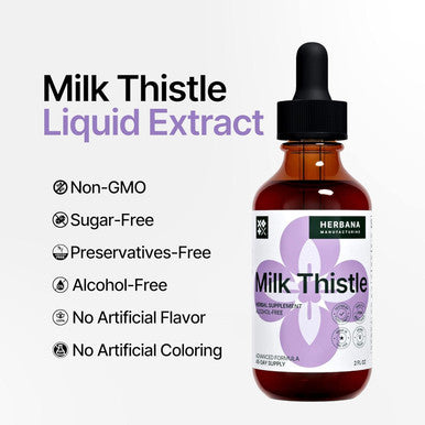 Milk Thistle 2 Fl Oz Liquid Extract - Natural Liver Support Drops - Cleanse And Detox Herbal Supplement - Silybum Marianum Tincture For Man & Woman - Family Size - High Potency - 45-Day Supply