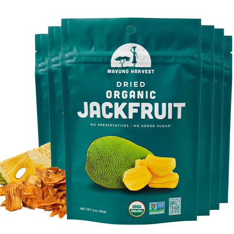 Mavuno Harvest Organic Dried Fruit Variety Pack | Dried Mango, Papaya, Pineapple, Banana, Jackfruit, & Tropical Mix | Healthy, Vegan, No Sugar Added, Non GMO Snacks for Kids & Adults | 2 Ounce, 6 Pack