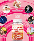 Edmmyliy Calcium Magnesium Zinc Supplement Gummies With Vitamin D3 K2 & B Complex For Women Men 1000Mg Calcium Citrate With Magnesium Gummies For Bone Muscles & Immune Support Sugar Free Vegan