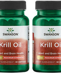 Swanson EFAs- Krill Oil - Maximum Strength - 1 g 30 Softgels (2 Pack)