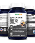 NusaPure Black Seed Oil 1,000 mg 180 Softgel Capsules (Non-GMO & Vegetarian) Cold-Pressed Nigella Sativa Producing Black Cumin Seed Oil