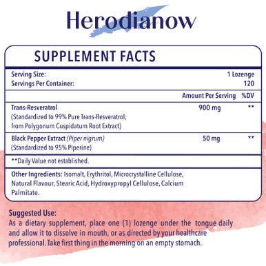 Herodianow 99% Ultra Purity Sublingual Trans-Resveratrol Supplement Organic 900Mg,Aging,Skin,Immune System,120 Lozenges - (2 Pack
