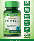 L Theanine Calm Caps | 90 Veggie Capsules | with Ashwagandha, Passion Flower and Chamomile Vegan, Non-GMO, Gluten Supplement | by Nature's Truth