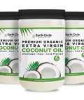 Earth Circle Organics Premium Ultra-Pure Unrefined Cold Pressed Extra Virgin Coconut Oil - Gluten-Free, Keto & Paleo Friendly - Raw Coconut Oil for Skin & Hair Care, Cooking, Baking & More - 1 Gallon