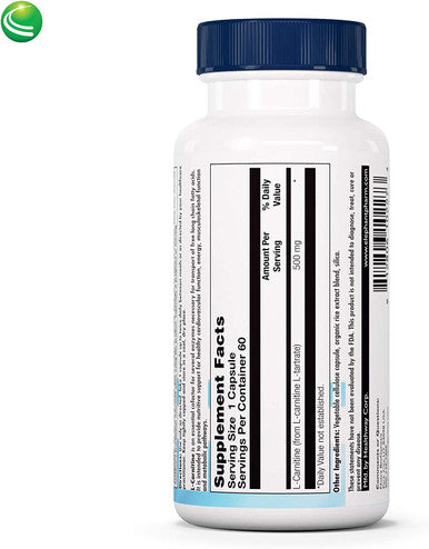 Nutra BioGenesis - L-Carnitine - L-Carnitine Supplement - Gluten Free, Vegan, Non-GMO - 60 Capsules