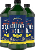 Carlyle Cod Liver Oil Liquid | 16 fl oz | Pack of 3 Bottles | Lemon Flavor | Norwegian | Non GMO Gluten