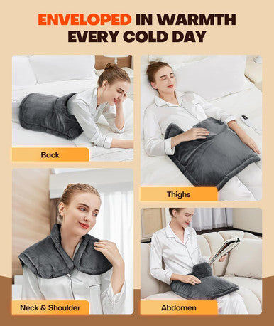 Graphene-Infused 1Min Fast Heating Pad, Deeper Pain Relief Weighted Heating Pads For Neck And Shoulders And Back, Heated Wrap With 6 Heat Options 4 Auto Timer, Gifts For Men Women Mom Christmas
