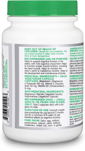 Organika Magtein - Magnesium L-Threonate With Vitamin C And D3 - Supports Cognitive Function, Clinically Studied, 900Mg Of Magnesium - 90Vcaps