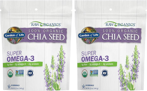 Garden of Life Raw Organics 100% Organic Chia Seeds for Smoothies and Pudding, Whole Seed Foods with Omega 3 Superfood, 28 Servings