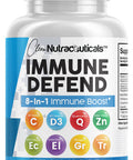 Immune Defense Support Supplement 8 In 1 W/Zinc 50Mg Quercetin, Vit C 1000Mg, Vitamin D3 5000 Iu, Elderberry, Turmeric Curcumin
