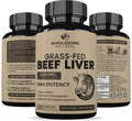Wholesome Wellness Grass Fed Desiccated Beef Liver Capsules (180 Pills, 750mg Each) - Natural Iron, Vitamin A, B12 for Energy - Humanely Pasture Raised Undefatted in New Zealand Without Hormones or Chemicals