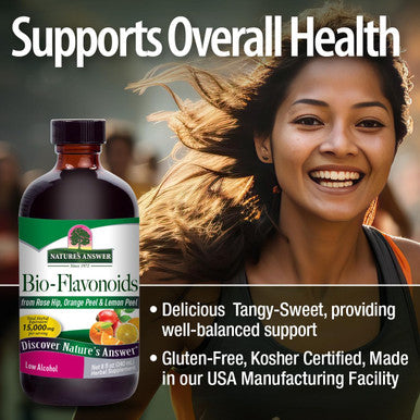 Nature'S Answer Lipo Flavonoid Plus Ear Ringing Supplement Bio-Flavonoids with Rose HIPS Immune Support Kosher Organic Low Alcohol Citrus Bioflavonoids Gluten Made in USA 8 oz