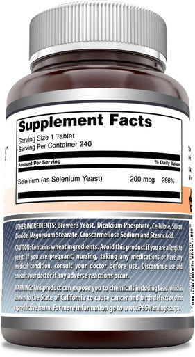 Amazing Nutrition Formulas Selenium 200 mcg 240 Tablets Supplement | Non-GMO | Gluten | Made in USA