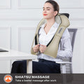 Neck Back Massager, Shiatsu Neck And Shoulder Massager With Heat, 3D Deep Tissue Kneading Massager Electric Massager For Shoulder, Back, Leg Muscle Pain Relief, Home & Office Use (Beige)