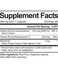 NutriFlair Vitamins D3 (5000iu/125mcg) + K2 (as Mk7) - Made with Plant-Based Ingredients Plus BioPerine Black Extract, 90 Capsules - Supports Healthy Immune, Heart and Health - Non-GMO Pills
