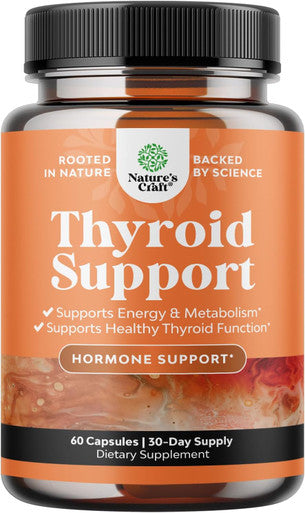 Natures Craft Pure Thyroid Support Supplement for Women - Thyroid Support for Weight Loss Mood Support and Natural Energy Pills - Wellness Thyroid Supplement for Women with Daily Vitamins for Women