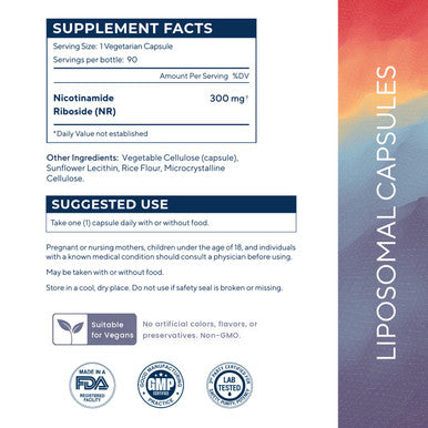 RENUE Liposomal Nicotinamide Riboside (NR) Supplement 300 mg 90 Capsules