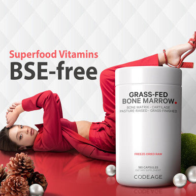 Codeage Grass Fed Bone Marrow Supplement ze Dried Non Defatted and Desiccated Beef Bone Marrow Pills Raw Whole Bone Marrow Bone Matrix Cartilage 3000mg per Serving 180 Capsules