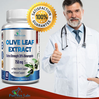 YUMMYVITE Premium Olive Leaf Extract - Extra Strength: 20% Oleuropein - 750Mg - Vegetarian - No Oil - Immune Support & Antioxidant Supplement, Non-Gmo - 60 Capsules