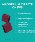 Qunol Magnesium Citrate Soft Chews 350mg Extra Strength Magnesium Supplement High Absorption to Support Nerve Bone and Muscle Health 90 Count
