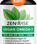 Zenwise Vegan Omega3 Plant Based Fish Oil Alternative Marine Algal Source for EPA and DHA Fatty Acids Burpless Supplement for Brain Health Joint Support Immune System Heart Skin 120 ct