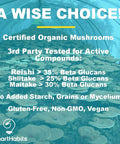 SmartHabits TRIPLE IMMUNE Organic Mushroom Complex Supplement Reishi, Shiitake, Maitake Mushroom Extract- Brain, Anxiety, Energy, Focus, Immunity Support, Gluten Free, Vegetarian, NonGMO-60 Vegan Caps