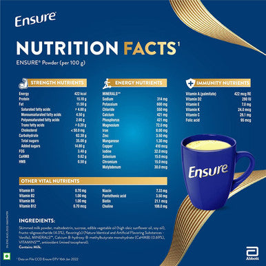 Ensure Complete Balanced Nutrition Drink For Adults 1Kg Vanilla Flavour