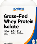 Nutricost Grass-Fed Whey Protein Isolate (Unflavored) 2Lbs - Non-Gmo Gluten Free Pure Protein
