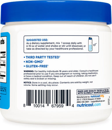 Nutricost Calcium BHB Salts, Exogenous Ketone Supplement, 6.5g Beta-Hydroxybutyrate Per Serving, 250 Grams (30 Serv)