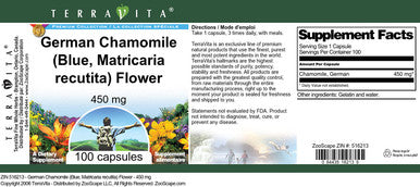 Terravita German Chamomile (Blue, Matricaria Recutita) Flower - 450 Mg (100 Capsules, Zin: 516213)