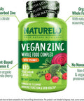 Naturelo Vegan Zinc Whole Food Complex Supplement With Vitamin C For Immune Support And Healthy Skin, Hair, And Nails - 120 Capsules