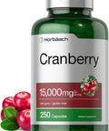 Cranberry + Vitamin C | 15,000mg | 250 Capsules | Non-GMO and Gluten Free Cranberry Pills Supplement | Concentrated Extract Formula | by Horbaach