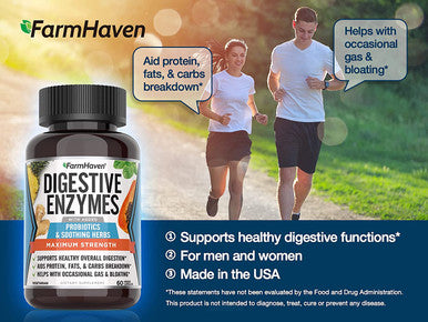 FarmHaven Digestive Enzymes Capsules Digestion Supplements with Probiotics for Bloating Bloat Gas Relief Digest Aid Enzyme Supplement to Boost Gut Health Supplements for Digestive Health