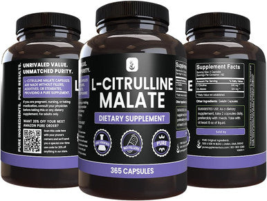 PURE ORIGINAL INGREDIENTS L-Citrulline Dl-Malate 2:1 (365 Capsules) No Magnesium Or Rice Fillers, Always Pure, Lab Verified
