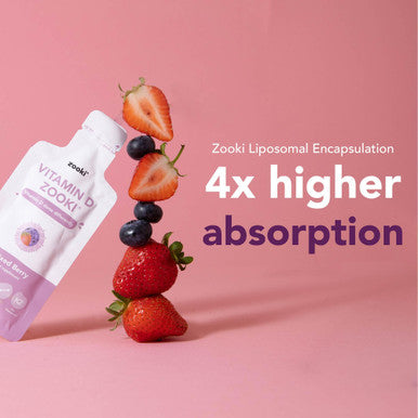 Zooki 3000iu Liposomal Vitamin D3 + K2 Liquid Sachets | 4X Higher Absorption Clinically Proven | Ultimate Immunity Bones Muscles Support | Vegan | (Mixed Berry Flavour