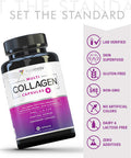 Multi Collagen Pills with Hyaluronic Acid Vitamin C 5 Type Hydrolyzed Collagen Protein Peptides Types I II III V X 30 Servings 90 Capsules