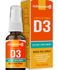 Nutrasumma Vitamin D3 1000 Iu Spray -1Oz- Naturally High Absorption Rate Supports Bone Boosts Immune System Vitamin Supplement