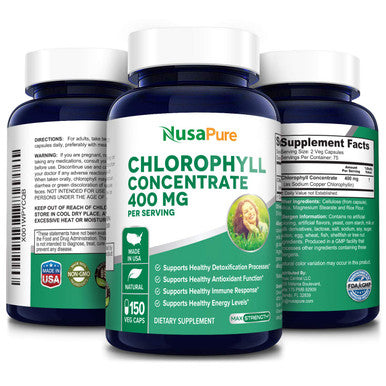 NusaPure Chlorophyll Concentrate 400 mg 150 Vegetarian Caps (Non-GMO & )