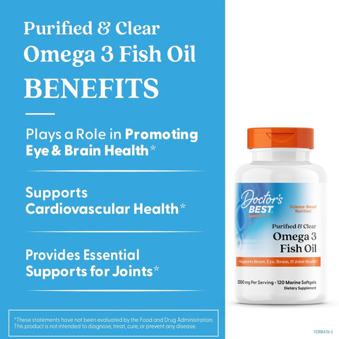 Doctor'S Best Omega 3 Fish Oil Supplement For Women & Men - Source Of Dha Epa & Omega-3 Fatty Acids Purified High 2000 Mg Potency Heart Health Support Non-Gmo Gluten Free 120 Marine Softgels