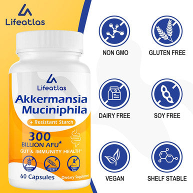 Glp-1 Supplement 300 Billion Afu Akkermansia Muciniphila, Akkermansia Probiotic For Women Men, Akka Superbiotics For Glp-1 Production, Digestive, Gut, Immunity, Enhances Gut Lining Function, 60 Caps