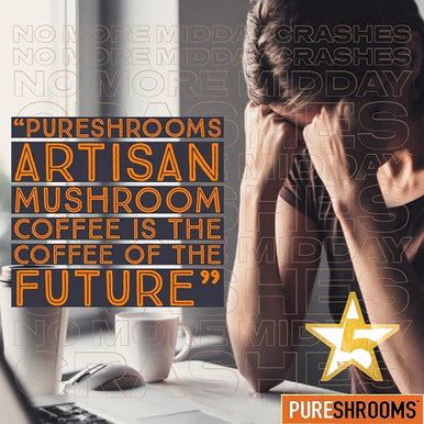 PureShrooms Mushroom Coffee Mix Superfood: Organic Ashwagandha, Tulsi (Holly Basil), Lion's Mane, Chaga