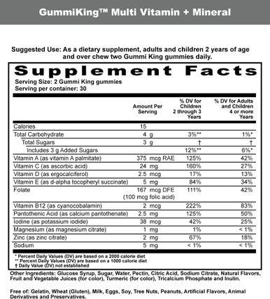 Gummi King Multivitamin and Mineral Supplement Strawberry/Lemon/Orange/Grape/Cherry/Grapefruit 60 Count