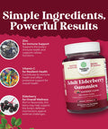 Elderberry Vitamin C And Zinc Gummies - Advanced Immune Booster Sambucus Elderberry Gummies For Adults - Super Antioxidants Supplement Immunity Gummies - Vegan Halal Black Elderberry Gummy 90Ct