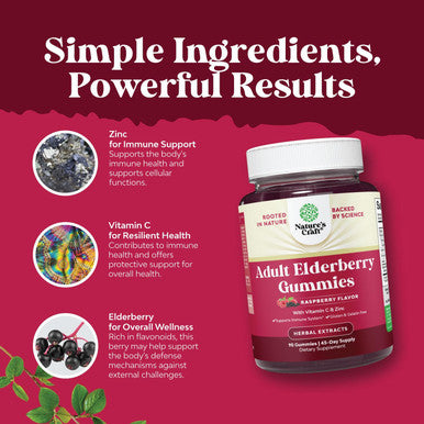 Elderberry Vitamin C And Zinc Gummies - Advanced Immune Booster Sambucus Elderberry Gummies For Adults - Super Antioxidants Supplement Immunity Gummies - Vegan Halal Black Elderberry Gummy 90Ct