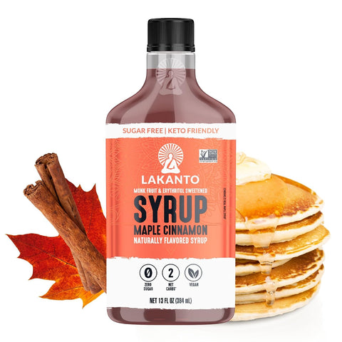 Lakanto Sugar Free Maple Syrup With Monk Fruit & Erythritol For Pancakes, Waffles, Oatmeal, Coffee, Tea, Granola, Frosting & Dressing, Zero Sugar, Keto, Vegan, Gluten Free, 1 G Net Carbs, 13 Fl Oz