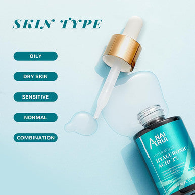 Anai Rui Hyaluronic Acid Serum For Skin 2% With Vitamin B5, C& E - Intense Hydration + Moisturizer, Plumps & Increase Firmness, Non-Greasy, Paraben-- 1. Fl Oz