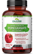 Zazzee Extra Strength Pomegranate 20:1 Extract, 5000 Mg Strength, 40% Ellagic Acid, 120 Vegan Capsules, 4 Month Supply, Standardi