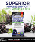 Elderberry With Zinc And Vitamin C For Adults - Immune Support Vitamins For Women And Men Natural Elderberries Black Sambucus Capsules - Immune Defense Multiminerals Supplement, Gluten-Free, 60 Ct